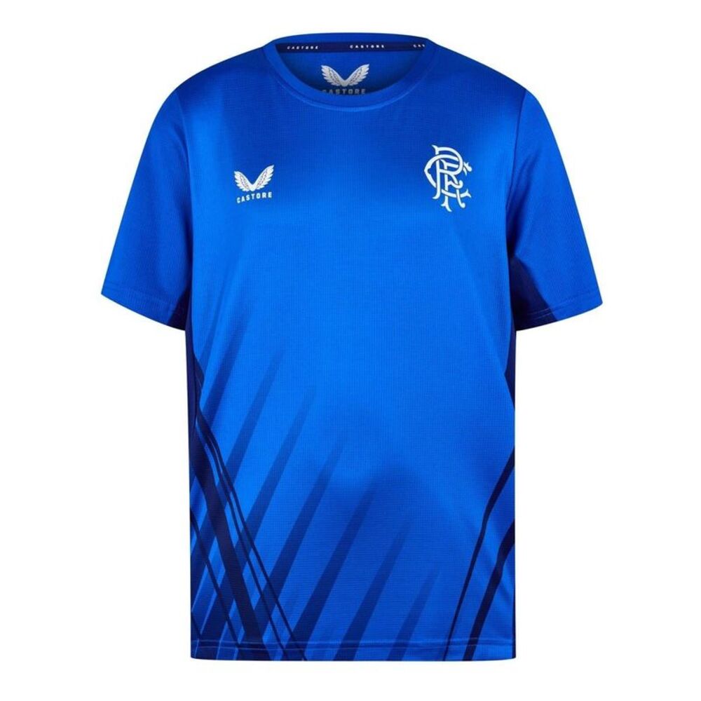 Castore Childrens/Kids Rangers FC Ribbed Collar Training T-Shirt / Blue